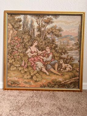Vintage French Gorot Woven Tapestry – Made in France – Framed